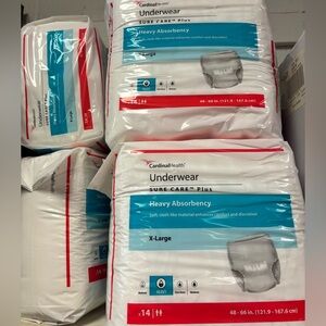 Lot of 4 Cardinal Health Plus Heavy Absorbency Underwear incontinence pull up
